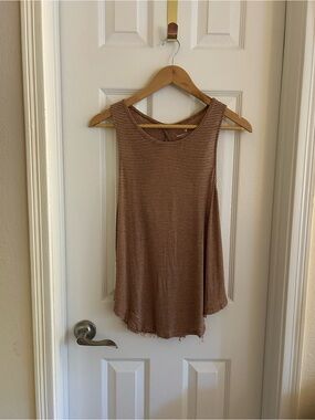AE Striped Brown Tank Top - Casual Women’s Sleeveless Tee
